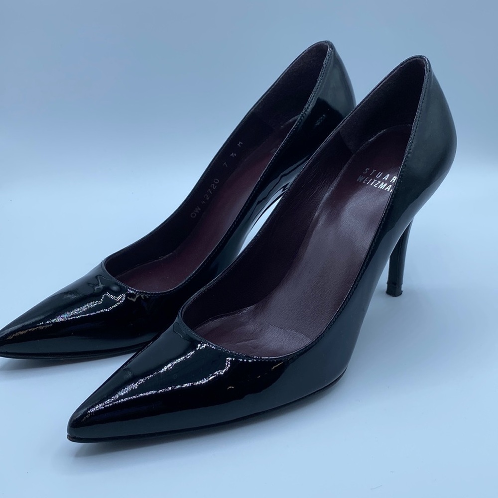 Stuart Weitzman black patent pumps